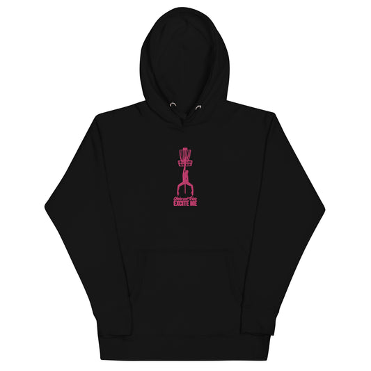 Chains and Disc's Excite Me Hoodie with pink embroidery