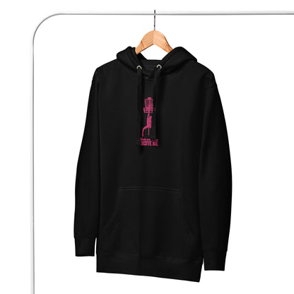 Chains and Disc's Excite Me Hoodie with pink embroidery