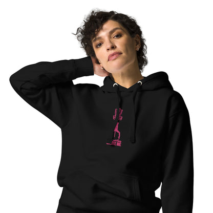 Chains and Disc's Excite Me Hoodie with pink embroidery