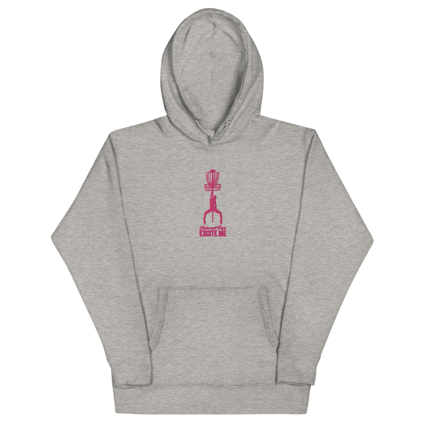 Chains and Disc's Excite Me Hoodie with pink embroidery